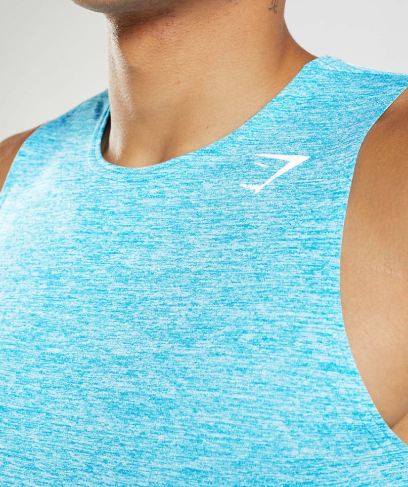 Men's Gymshark Arrival Slim Marl Tanks Turquoise | NZ 1TCLNQ